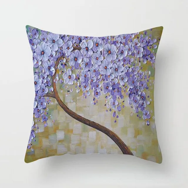 Simple oil painting tree living room sofa cushion cover pillow cover - TPR033-14