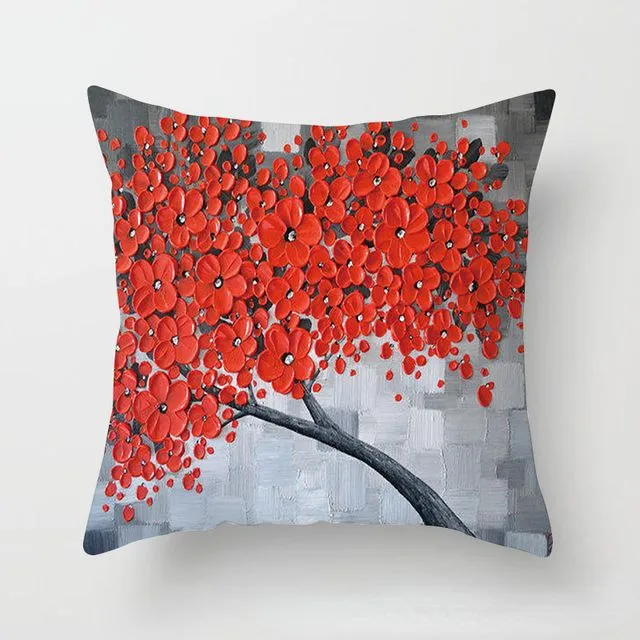 Simple oil painting tree living room sofa cushion cover pillow cover - TPR033-16