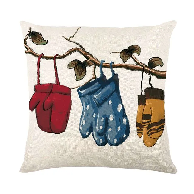 Christmas throw pillowcase linen print Santa Claus home cushion cover - JYM197-3