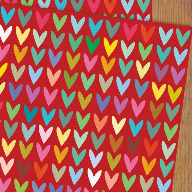 WP117 Red Hearts Wrapping Paper