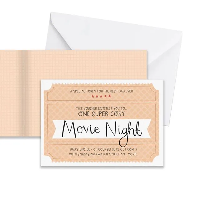 Movie Night Voucher Greeting Card for Dad Father's Day