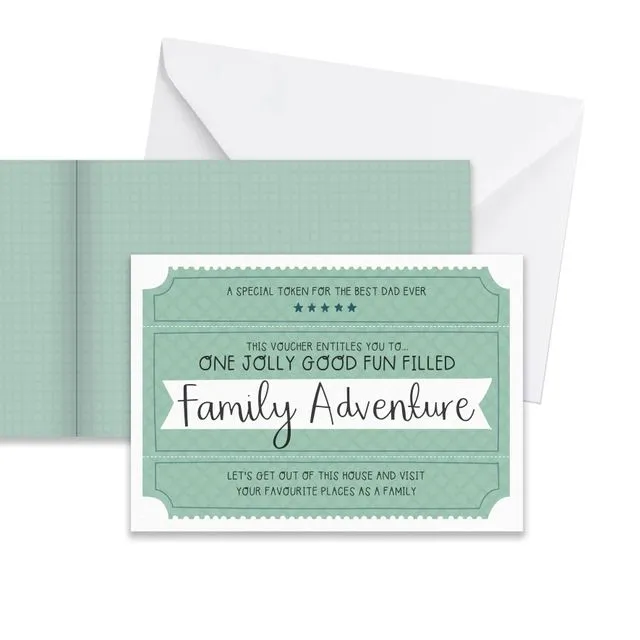 Family Adventure Voucher Greeting Card for Dad Father's Day