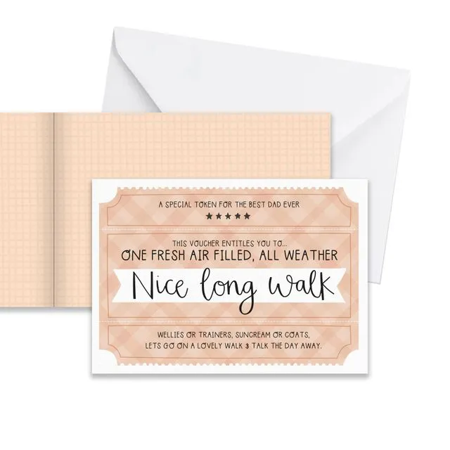 Nice Long Walk Voucher Greeting Card for Dad Father's Day