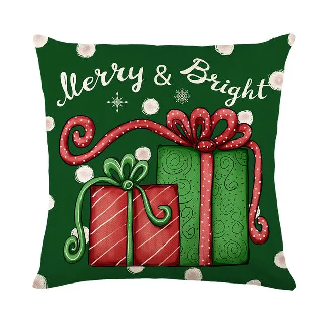 Christmas throw pillowcase linen print Santa Claus home cushion cover - JYM204-2