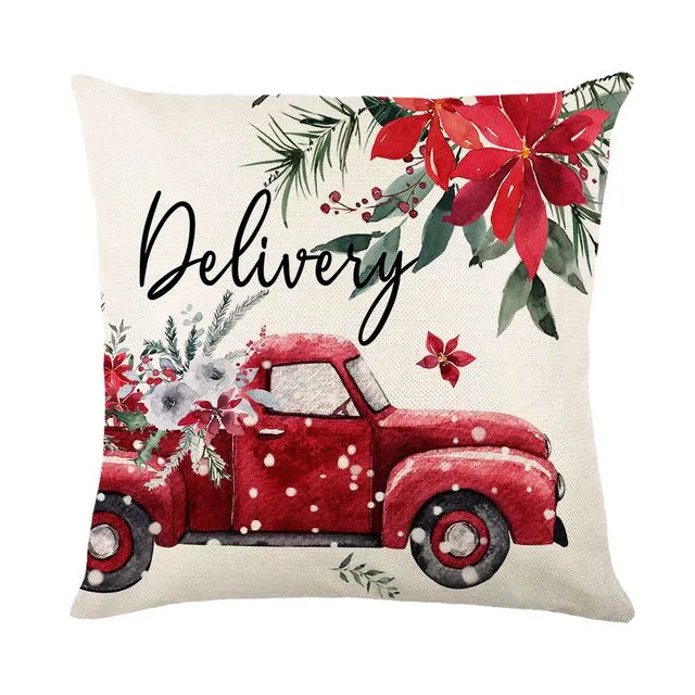 Christmas throw pillowcase linen print Santa Claus home cushion cover - JYM196-3