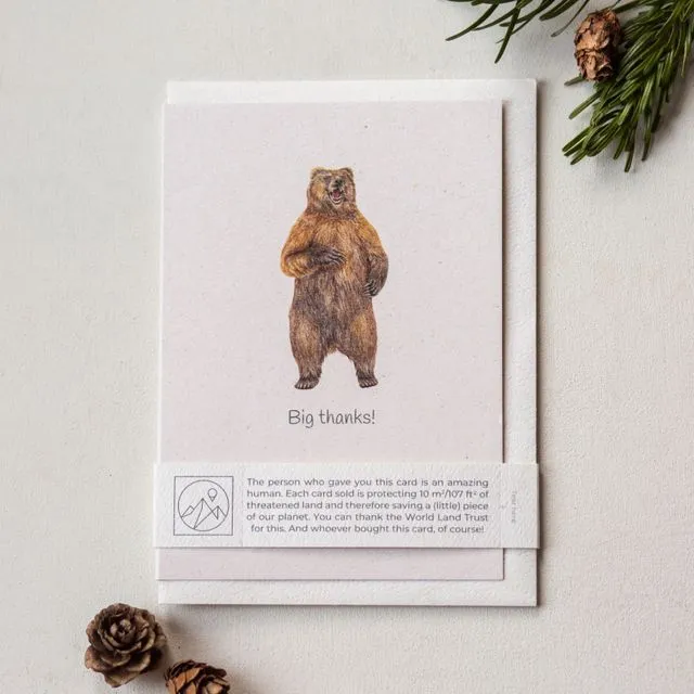 'Big thanks' Bear Give Back Thank You Card