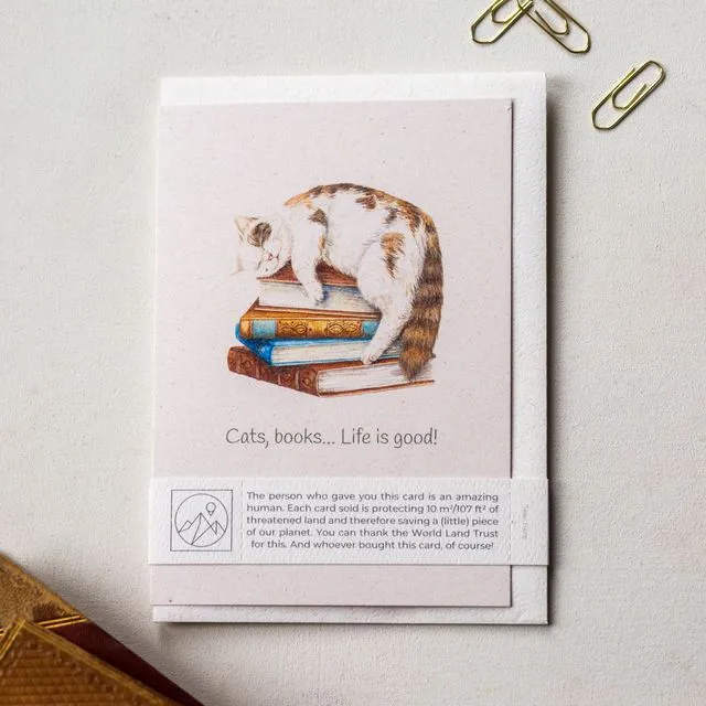 Cat and Book Lover's Give Back Greeting Card