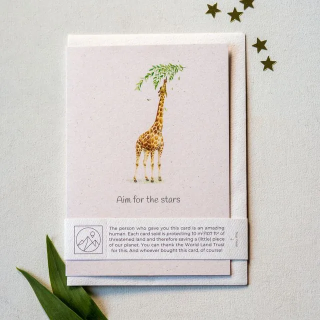 Cute 'Aim for the stars' Giraffe Motivational Card