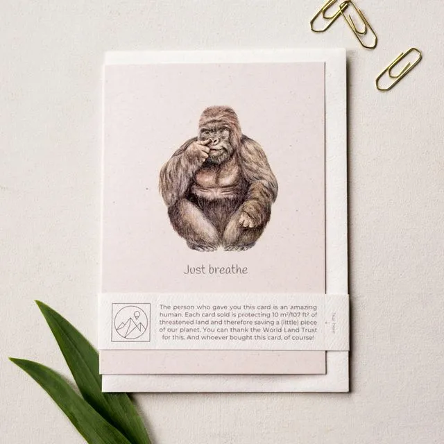 Funny 'Just breathe' Gorilla Greeting Card