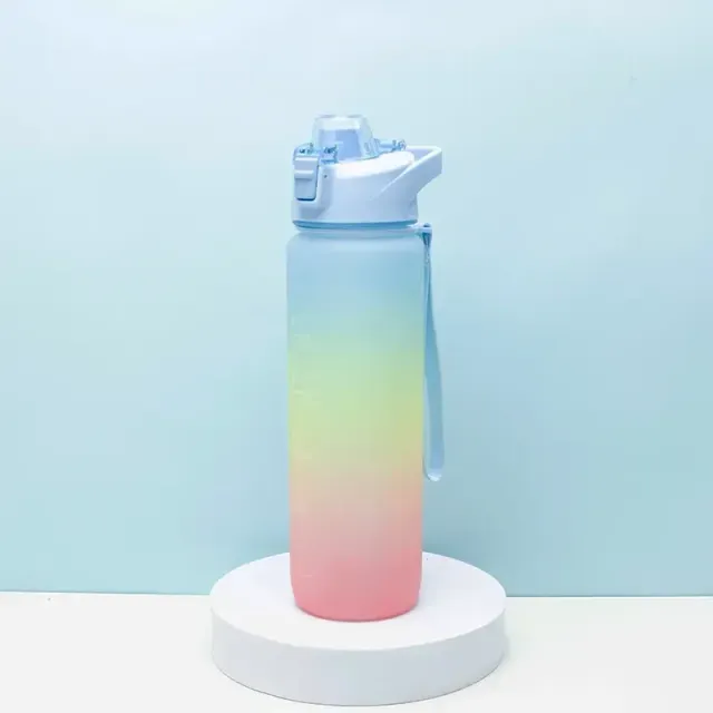 Gradient Water Bottle Motivational Timer Maker- Blue