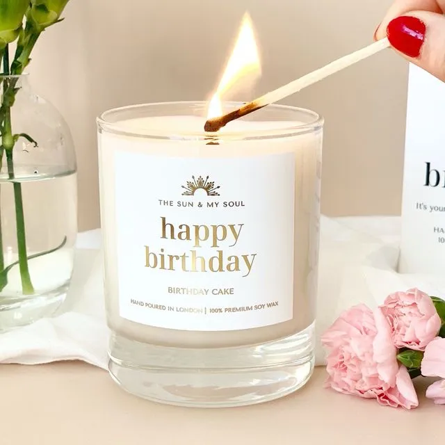 Happy Birthday -Birthday Cake Scented Soy Candle in Gift Box