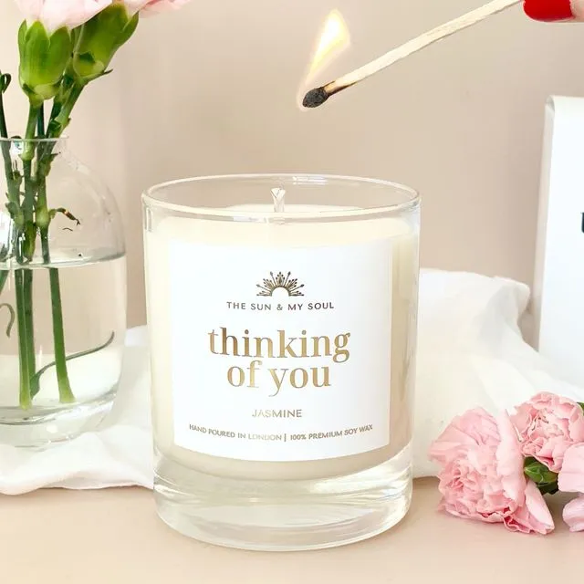 Thinking of You Jasmine Scented Soy Wax Candle in Gift Box