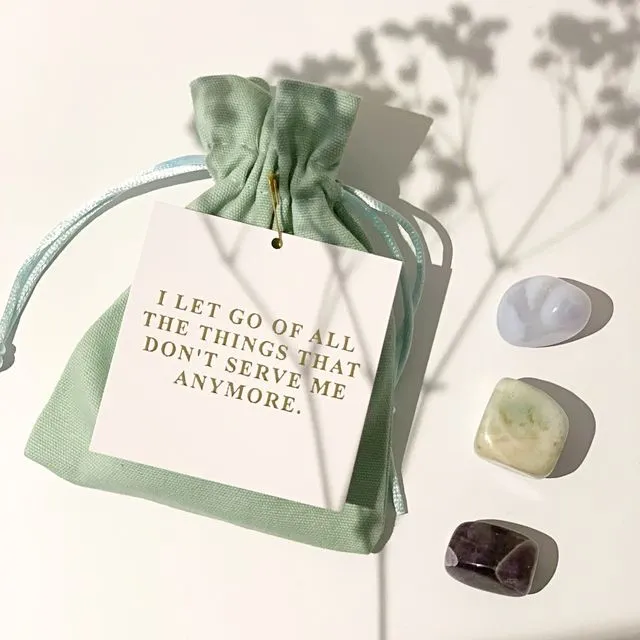 Calm Crystal Kit - Set of 3: Amazonite, Amethyst, Blue Agate