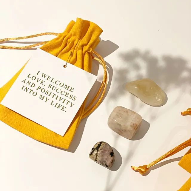 Positive Crystal Kit - Set of 3 Citrine, Sunstone, Rhodonite