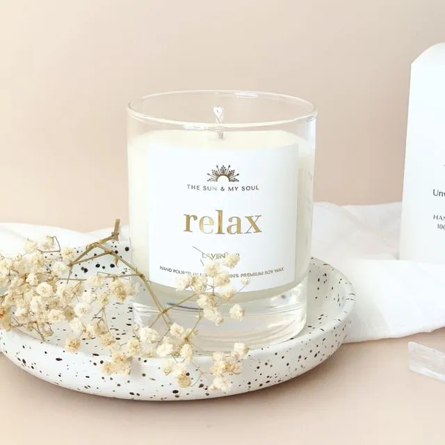 Relax Lavender Scented Soy Wax Candle in Gift Box
