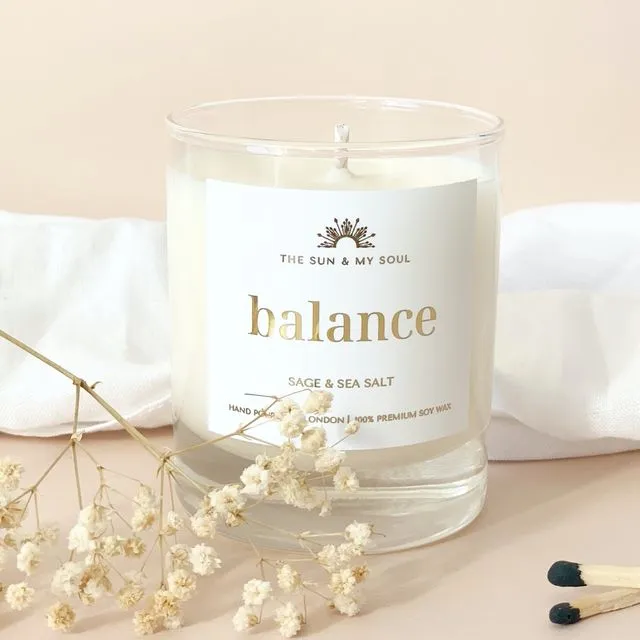 Balance Sage Sea Salt Scented Soy Wax Candle in Gift Box