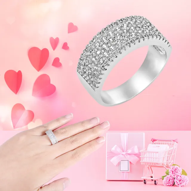 4pcs - S925 Silver Plated Cubic Zirconia Ring (Copy)