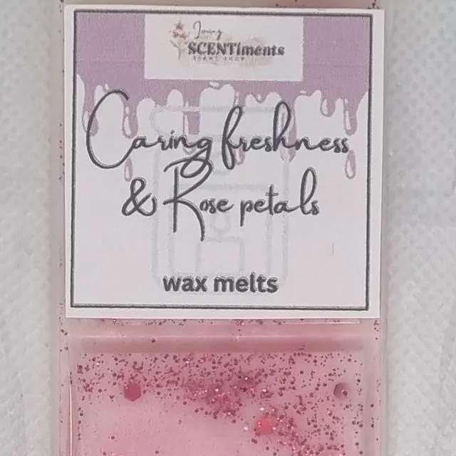 Caring Freshness & Rose petals Wax melt snap bars x6