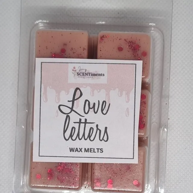 Love Letters Square shaped 6 block Wax melts x3