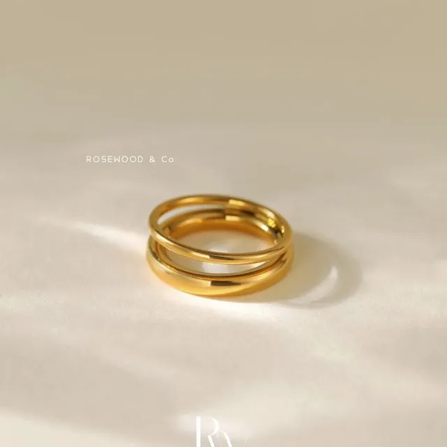 18K Gold Plated Double Layer Band Ring
