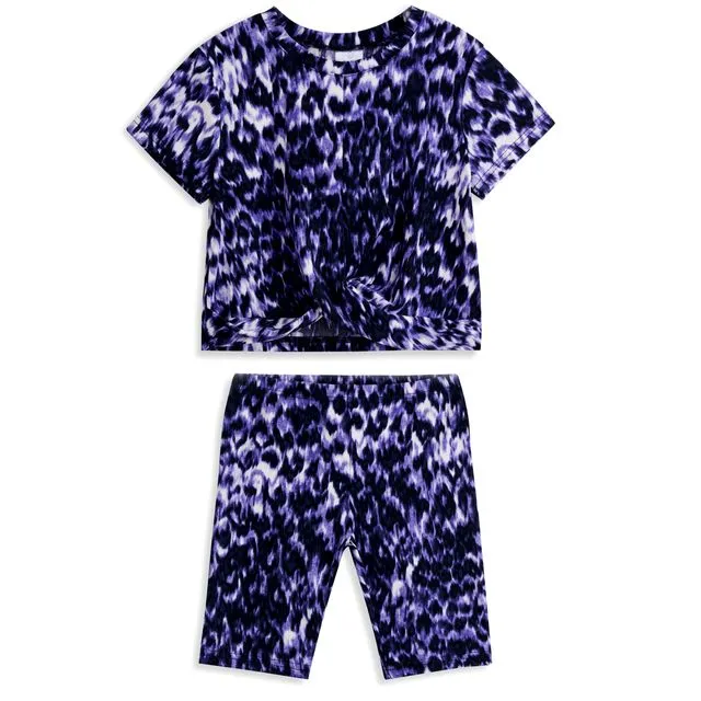 KIDS Black & Puple Tie-Dye Twist-Front Tunic & Shorts Multi-sizes pack