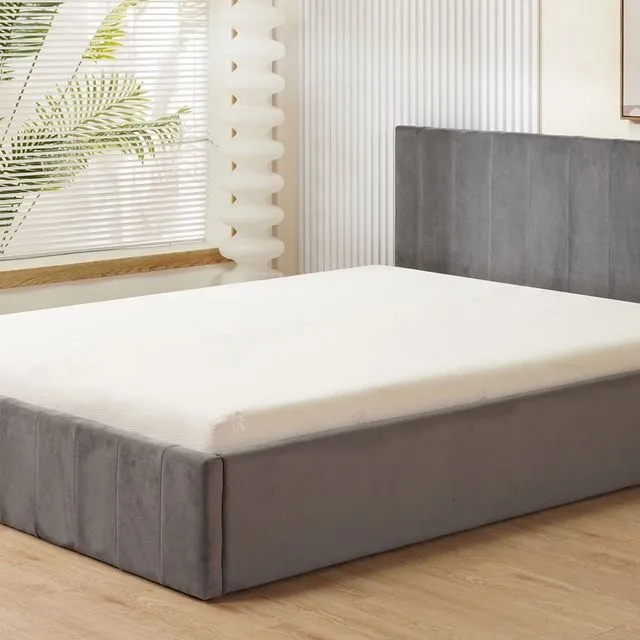 Grey Velvet King Bed with Storage