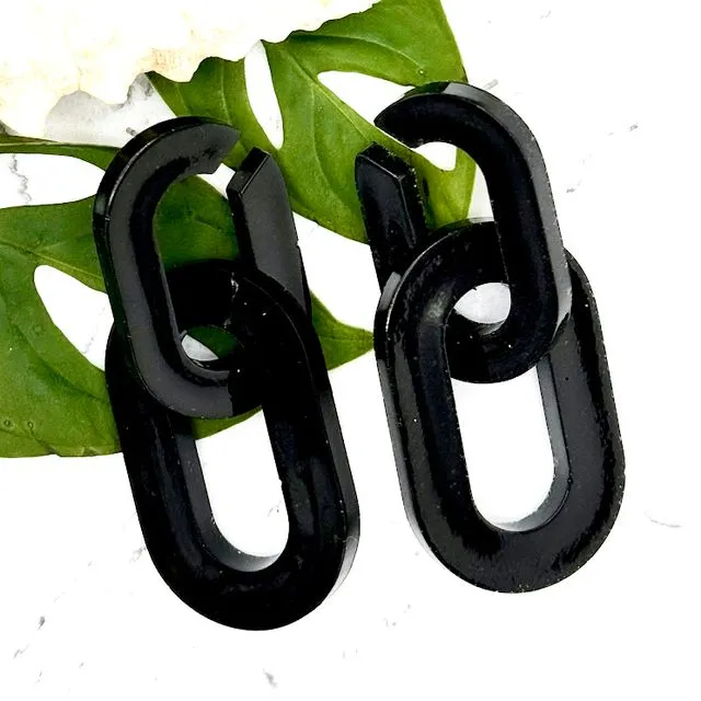 Black Chunky Chain Earrings