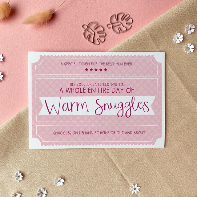 Warm Snuggles Voucher – Mother’s Day Greeting Card