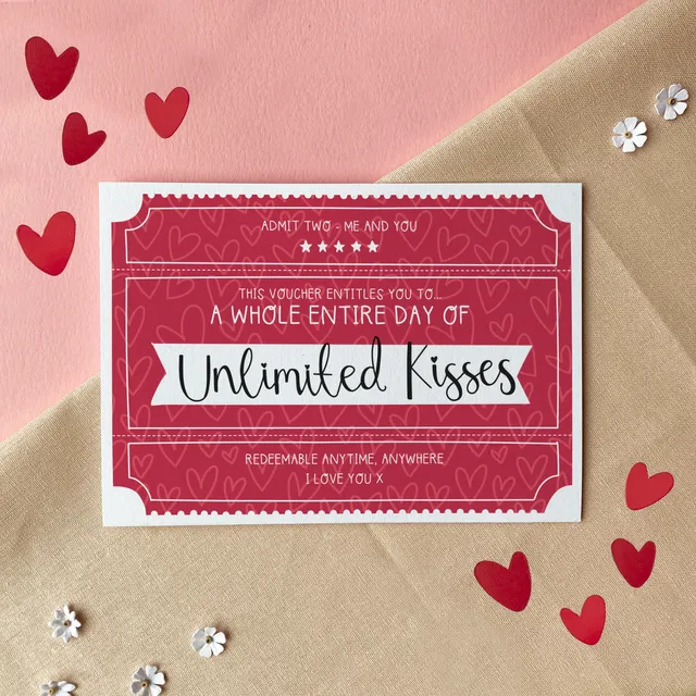 Unlimited Kisses Voucher – Valentine’s Day Greeting Card