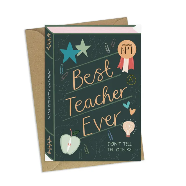 Best Teacher Ever – Luxury Book Greeting Card