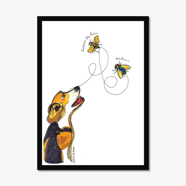 Sky Raisins - Beagle Dog Art Print A4