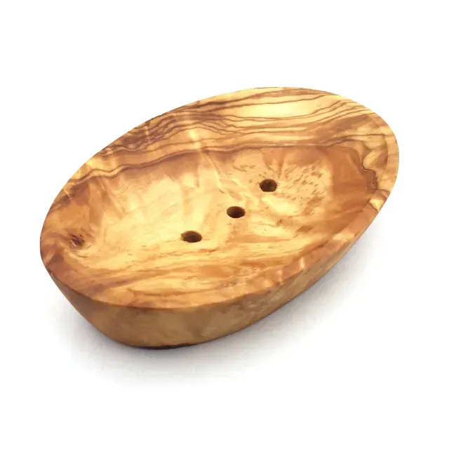 Oval Soap Dish Holder Made of Olive Wood