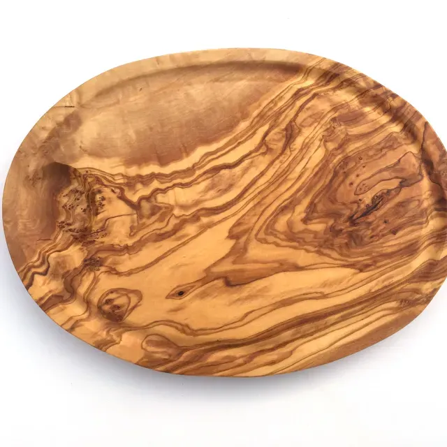 Oval Steak board with juice groove 33 cm made of olive wood