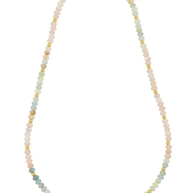 Mix Pastel Rainbow Semi Precious Beaded Necklace With EB Tbar