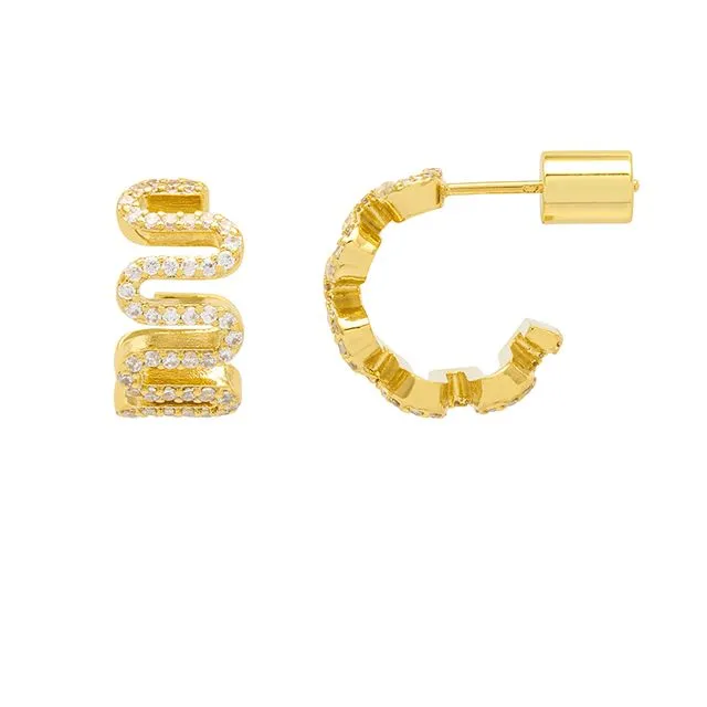 Swirl Hoop Earrings - Gold Plated