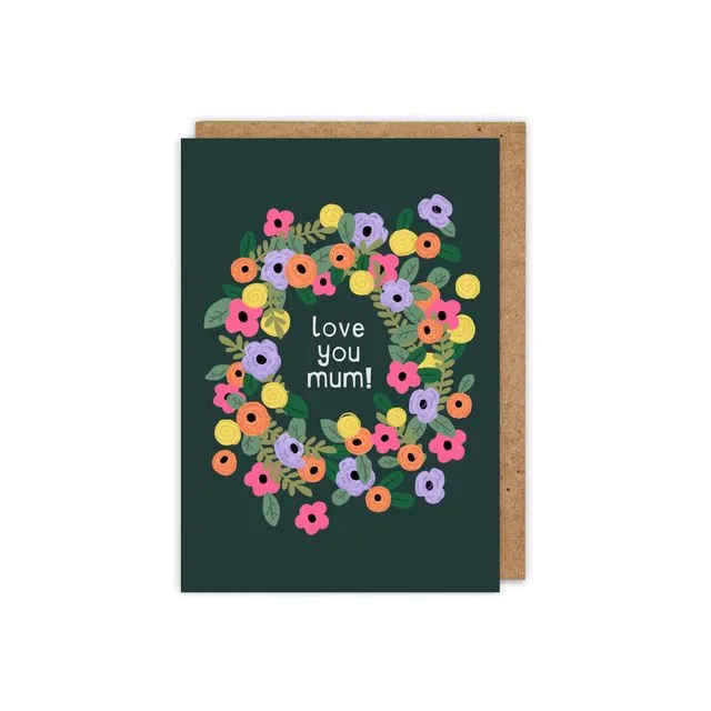 Love You Mum / mom illustrated floral Mother's Day Card