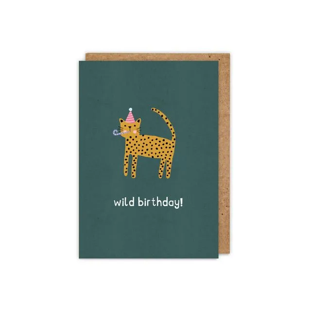 Wild Birthday! Fun illustrated party leopard birthday card