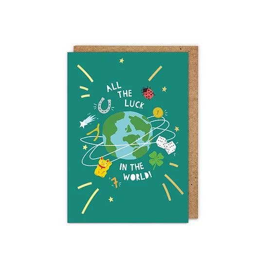 Gold Foiled 'all the Luck in the World!' Greetings Card