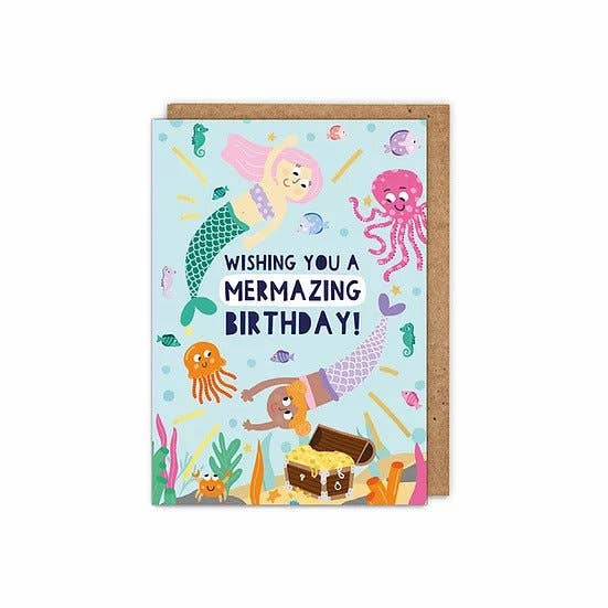 Gold Foiled Kids:  'Mermazing Birthday' Children's Card