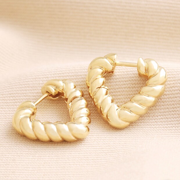 72086 - Twisted Rope Creole Heart Hoop Earrings in Gold