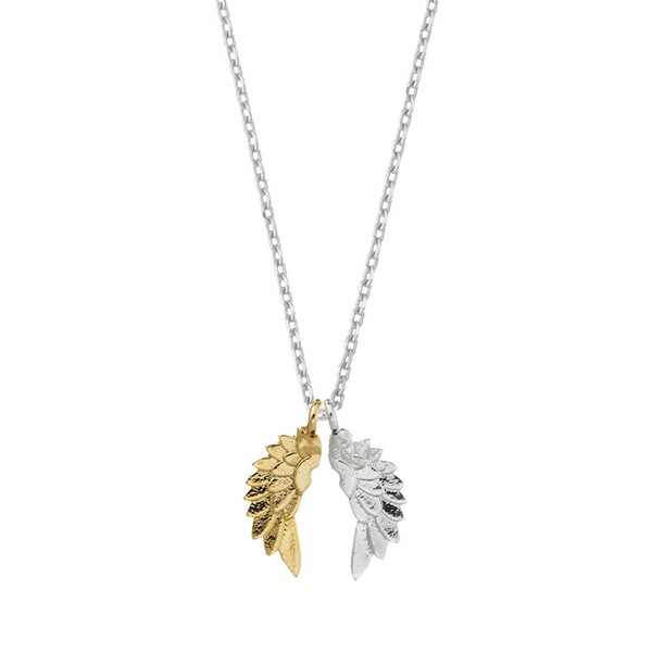 Wing Necklace - Silver And Gold Plated - She Believed She Could So She Did - SHE BELIEVED SHE COULD SO SHE DID