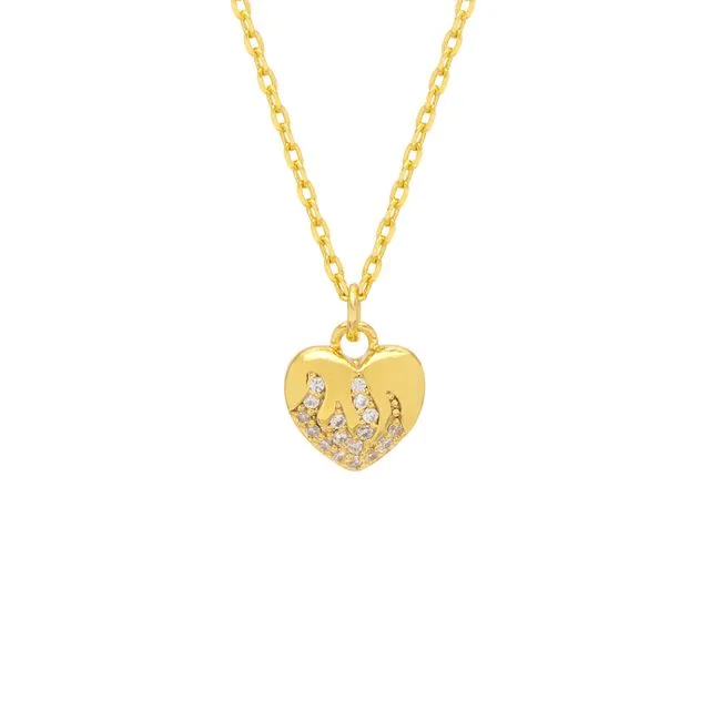 Flame Heart Necklace - Gold Plated - HOT STUFF