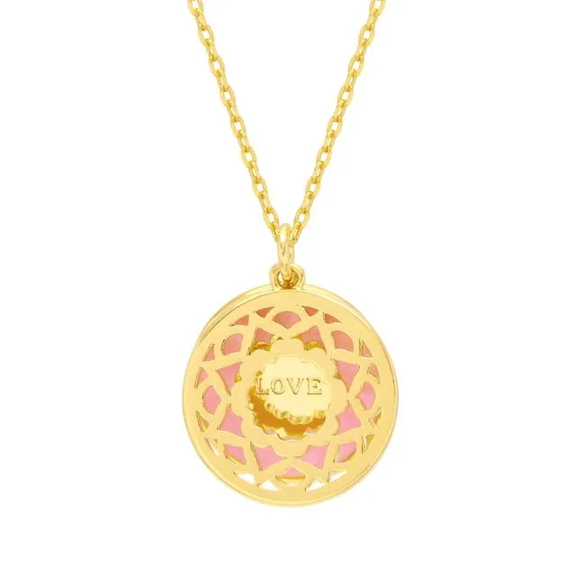 Pink Enamel Mandala Necklace - Gold Plated - LOVE