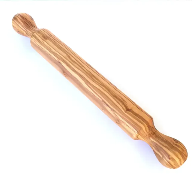 Dough roller with 2 handles 41 cm solid Ø 5 cm made of olive wood