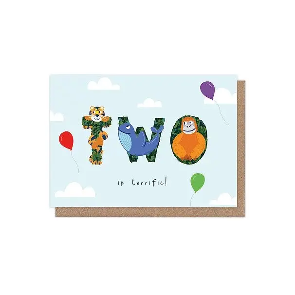 Two Is Terrific 2nd Birthday Age Greetings Card