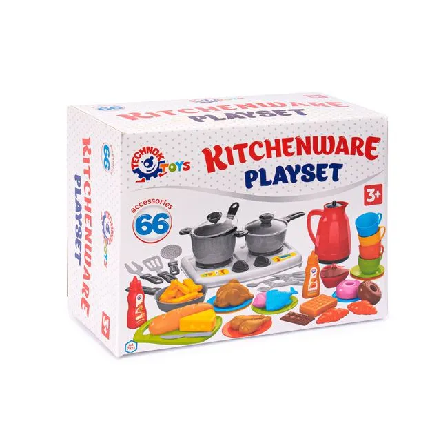 TECHNOK 66PCS Pretend Play Kitchen Toys Cookware with Play