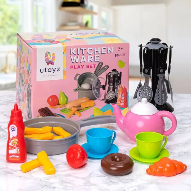 TECHNOK 83PCS Pretend Play Kitchen Toys Cookware with Play