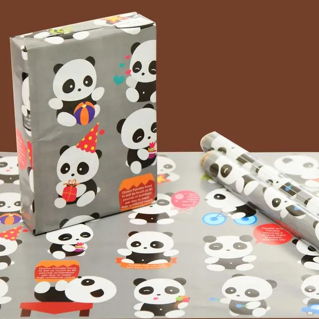 50 Panda gift wrapping papers for kids birthday theme party
