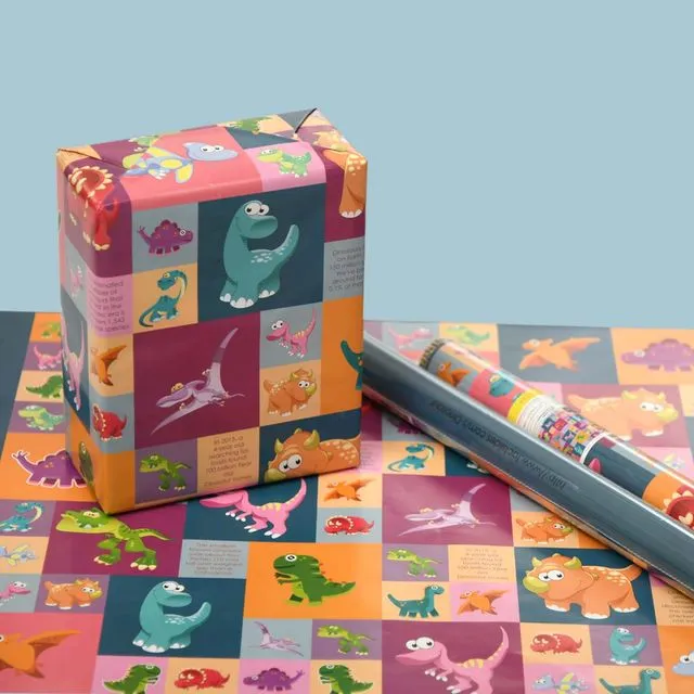 50 Dinosaurs gift wrapping papers for kids birthday theme party