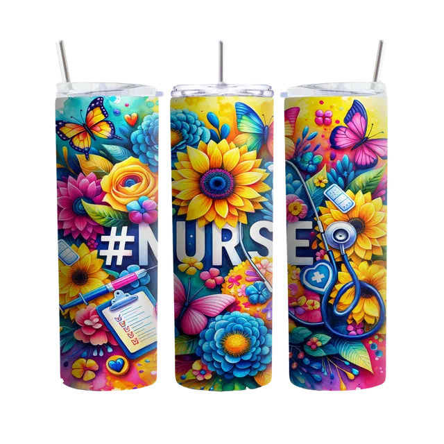 Nurse Appreciation Floral 20oz Tumbler - Unique Nurse Gift, Insulated Drinkware, Healthcare Worker Thank You Present